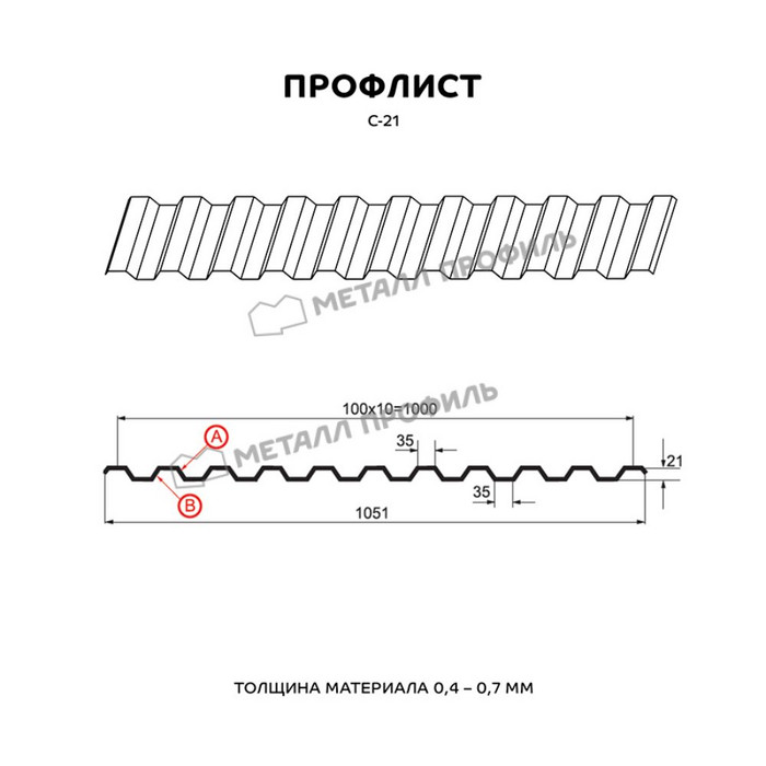 Профлист Металл Профиль C21 0.4 Полиэстер RAL 7004 Серый B фото 2