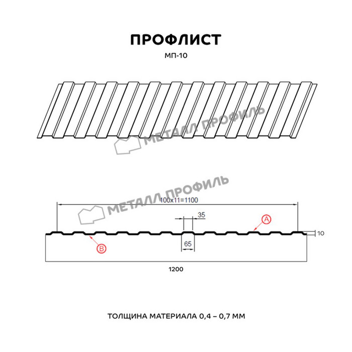 Профлист Металл Профиль МП10 0.4 Полиэстер матовый двусторонний RAL 7024 Серый графит/Серый графит A фото 2